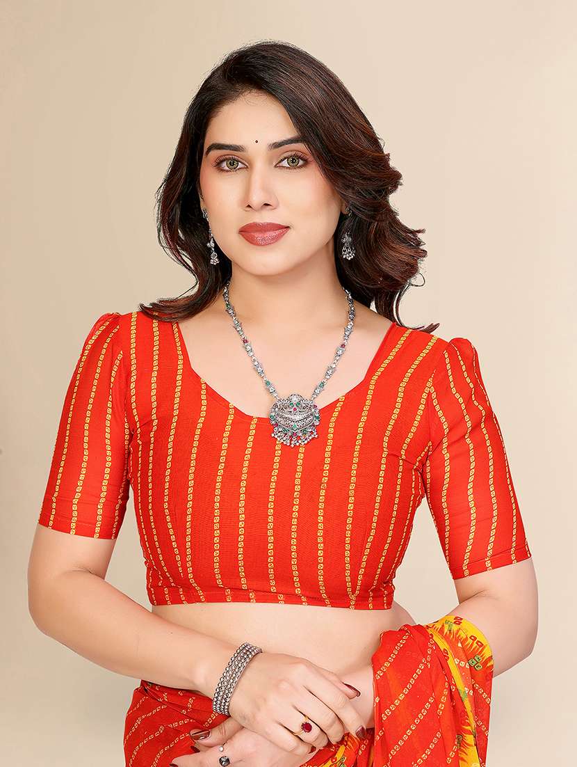 women printed casual wear saree with blouse - 22049534 -  Standard Image - 4