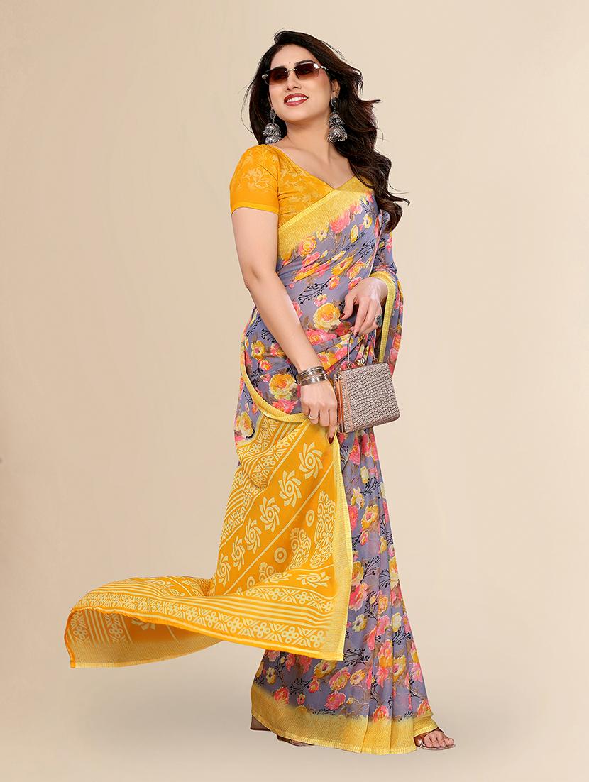 women printed casual wear saree with blouse - 22049540 - Standard Image - 1