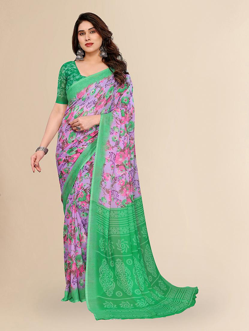 women printed casual wear saree with blouse - 22049543 - Zoom Image - 0