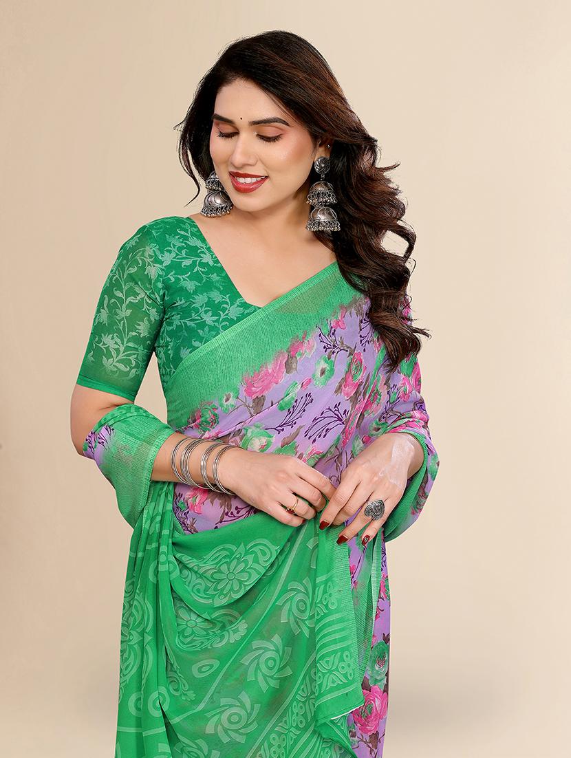 women printed casual wear saree with blouse - 22049543 - Standard Image - 4