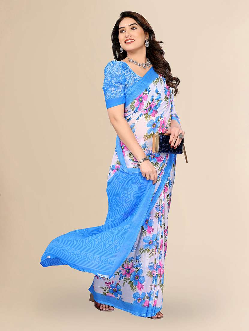 women printed casual wear saree with blouse - 22049544 -  Standard Image - 1
