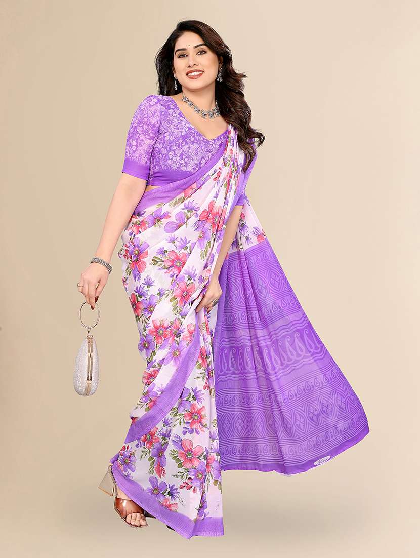 women printed casual wear saree with blouse - 22049547 -  Standard Image - 1