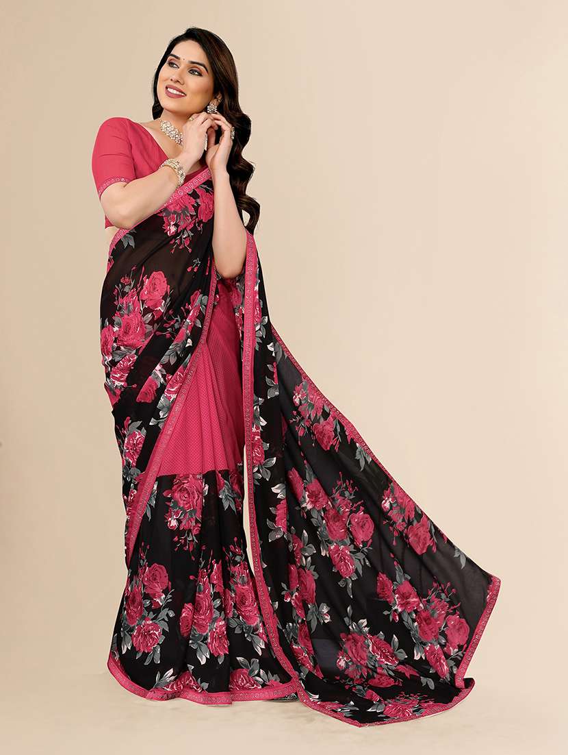 women printed casual wear saree with blouse - 22049552 -  Standard Image - 1