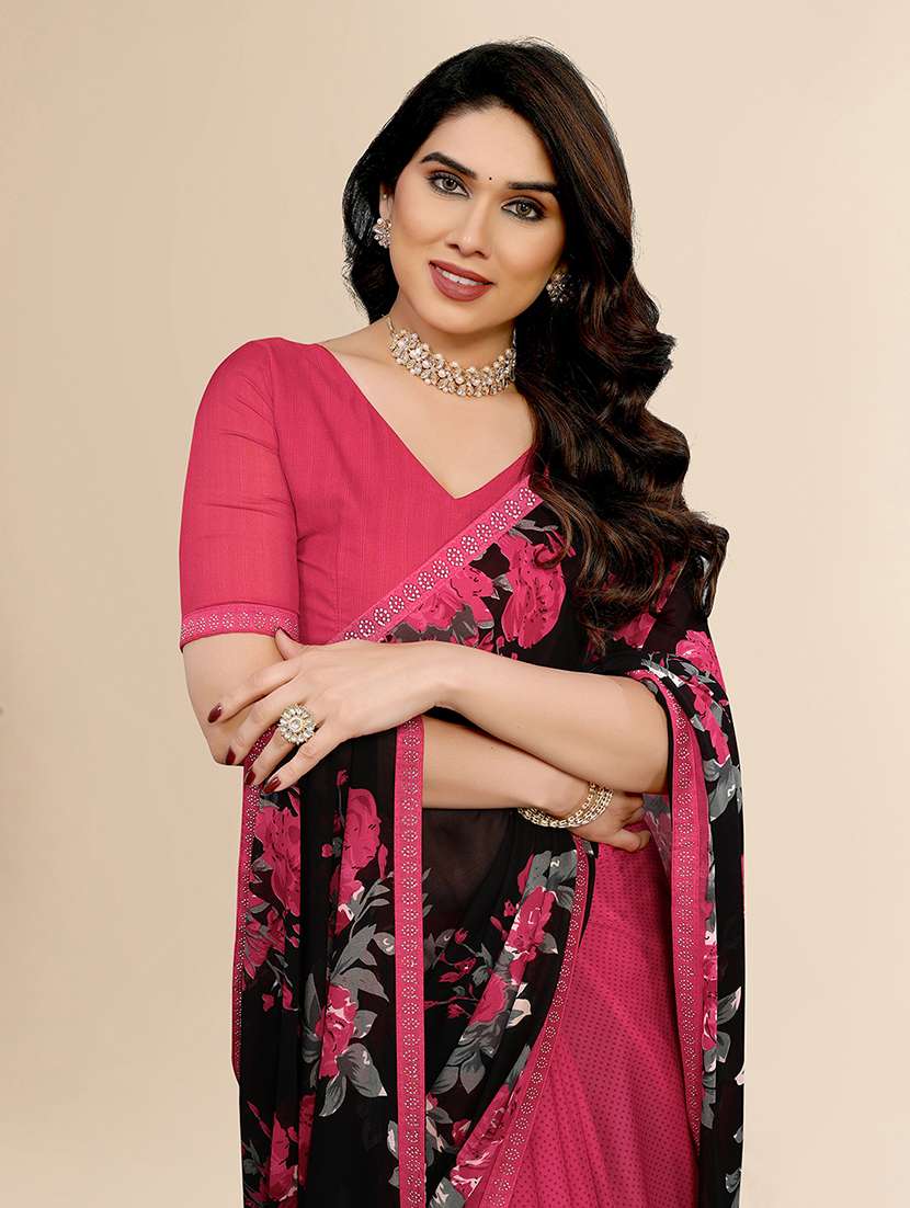 women printed casual wear saree with blouse - 22049552 -  Standard Image - 4