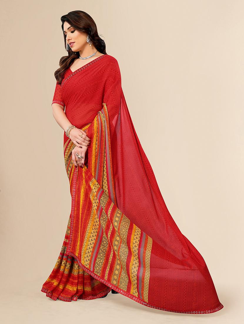 women printed casual wear saree with blouse - 22049553 - Standard Image - 1