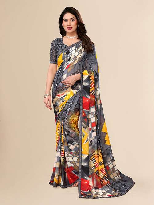 women printed casual wear saree with blouse - 22049557 - Standard Image - 0