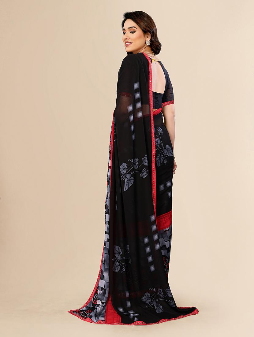 women printed casual wear saree with blouse - 22049559 - Standard Image - 4