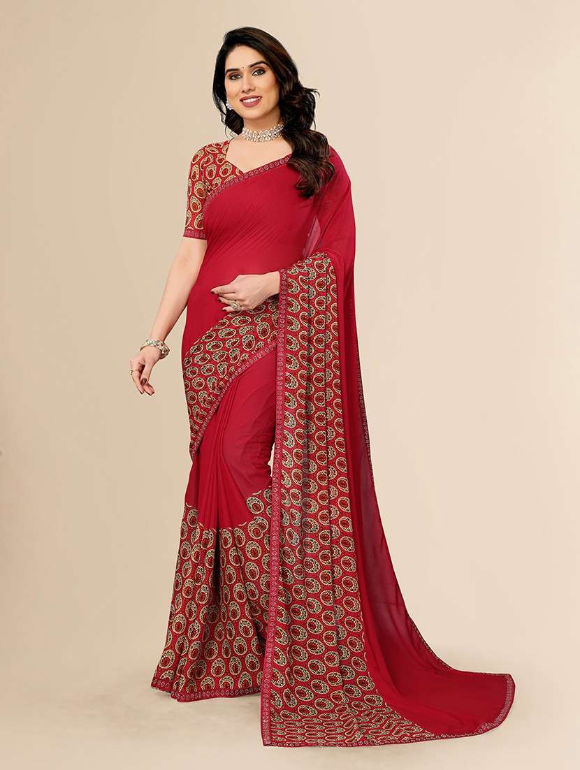 women printed casual wear saree with blouse