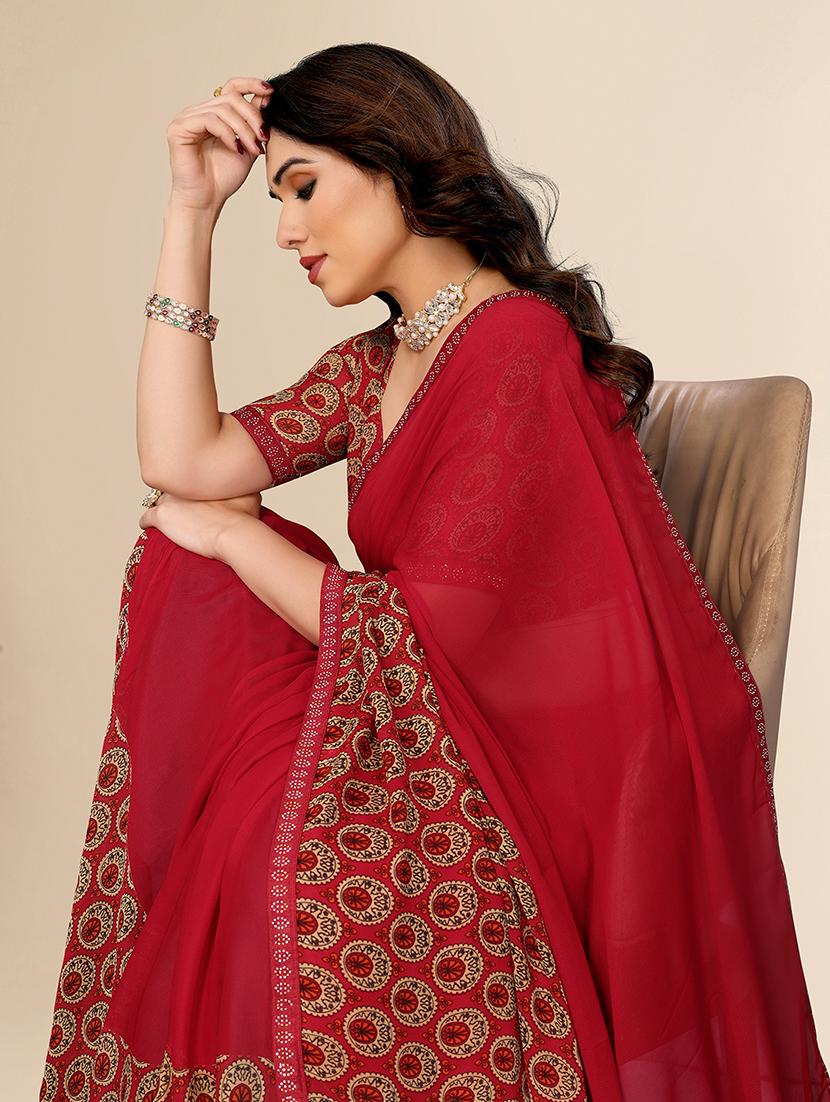 women printed casual wear saree with blouse - 22049561 - Standard Image - 4