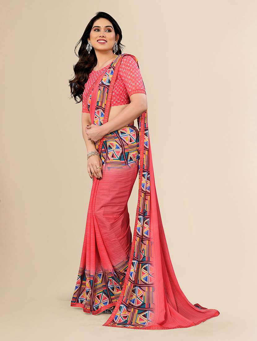 women printed casual wear saree with blouse - 22049562 - Standard Image - 1