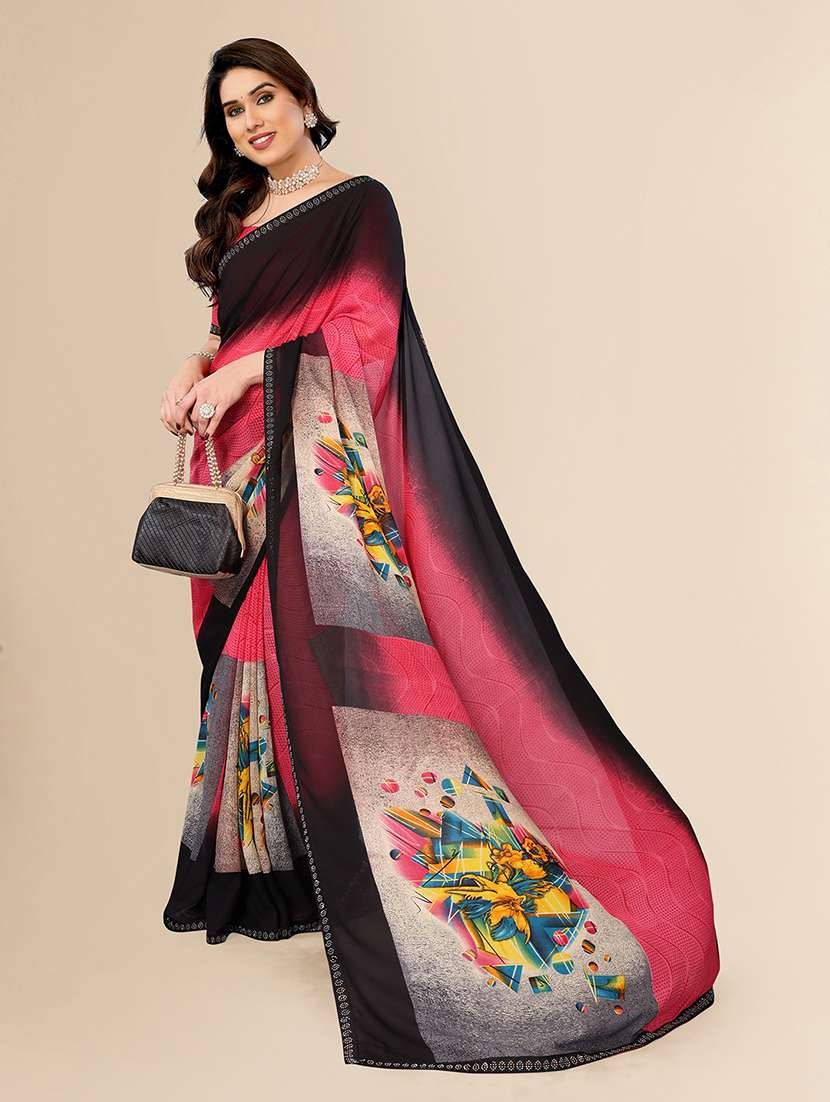 women printed casual wear saree with blouse - 22049564 -  Standard Image - 1