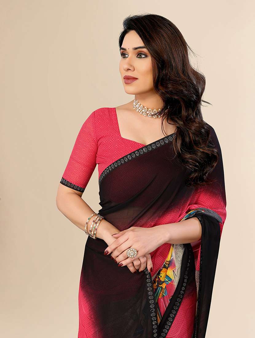 women printed casual wear saree with blouse - 22049564 -  Standard Image - 4
