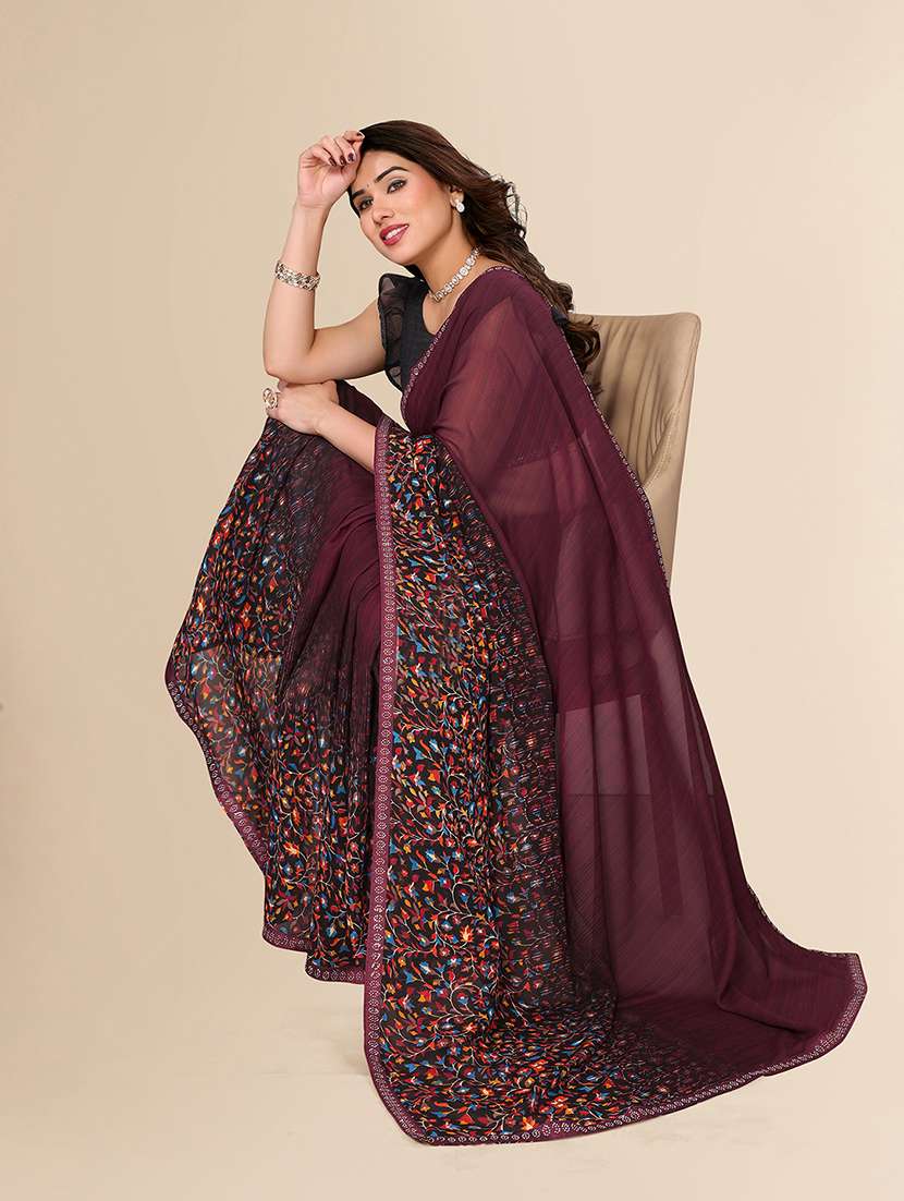women printed casual wear saree with blouse - 22049566 -  Standard Image - 1