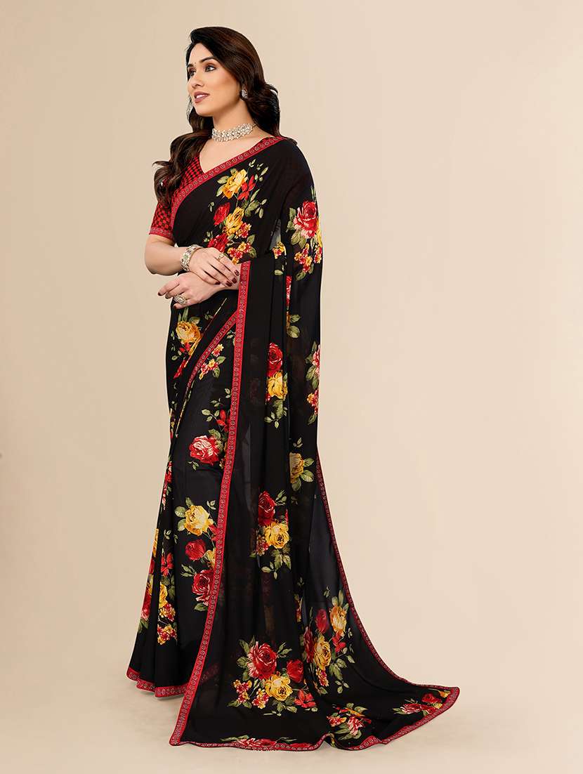 women printed casual wear saree with blouse - 22049567 -  Standard Image - 1