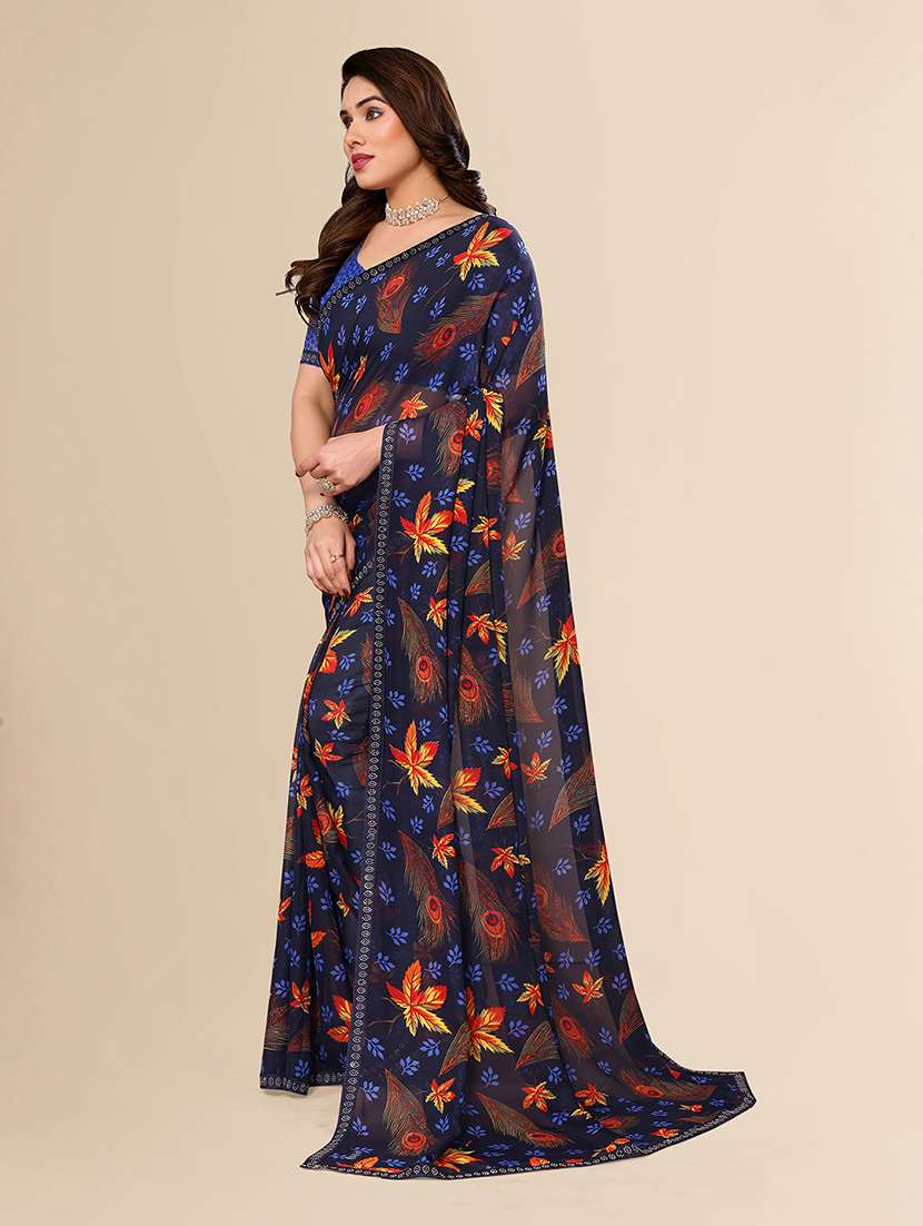 women printed casual wear saree with blouse - 22049568 -  Standard Image - 1