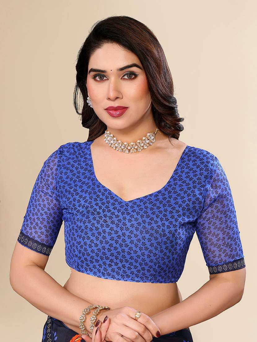 women printed casual wear saree with blouse - 22049568 -  Standard Image - 4