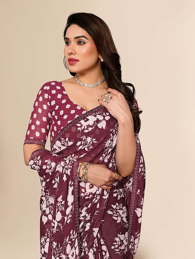 women printed casual wear saree with blouse - 22049570 - Standard Image - 1