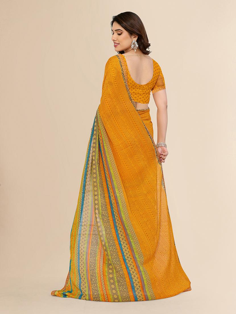 women printed casual wear saree with blouse - 22049578 - Standard Image - 4