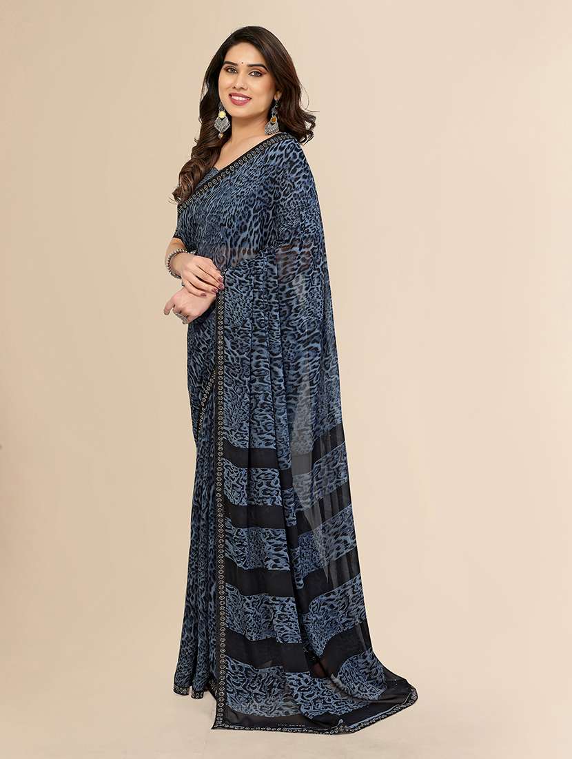women printed casual wear saree with blouse - 22049589 -  Standard Image - 1