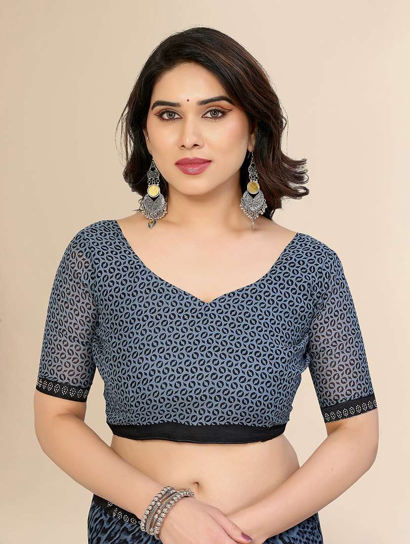 women printed casual wear saree with blouse - 22049589 -  Standard Image - 4