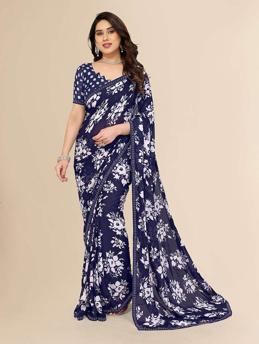 women printed casual wear saree with blouse