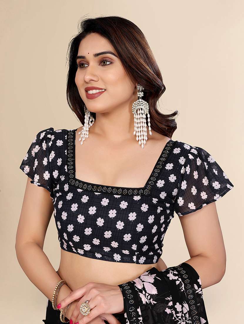 women printed casual wear saree with blouse - 22049592 - Standard Image - 4