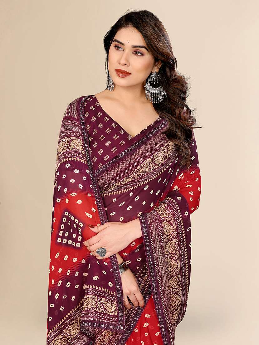 women printed casual wear saree with blouse - 22049596 -  Standard Image - 1