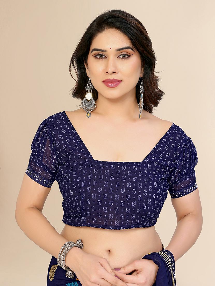 women printed casual wear saree with blouse - 22049601 - Standard Image - 4
