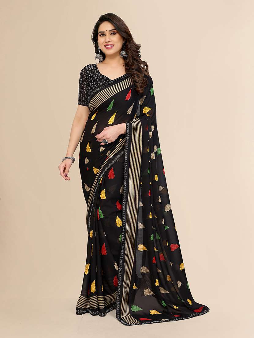 women printed casual wear saree with blouse