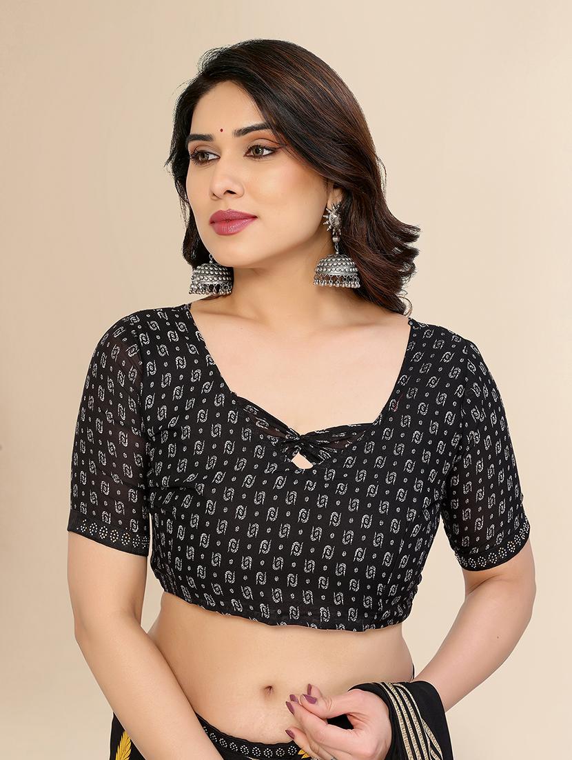 women printed casual wear saree with blouse - 22049602 - Standard Image - 4