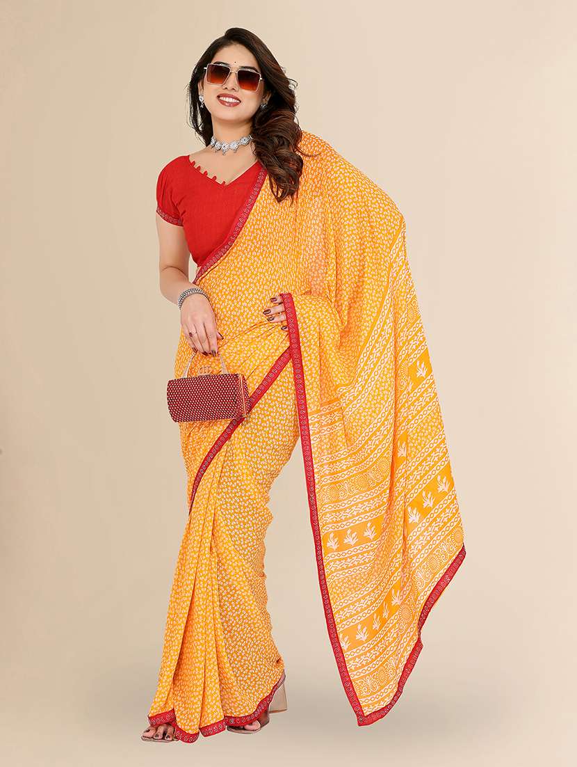 women printed casual wear saree with blouse - 22049603 -  Standard Image - 1