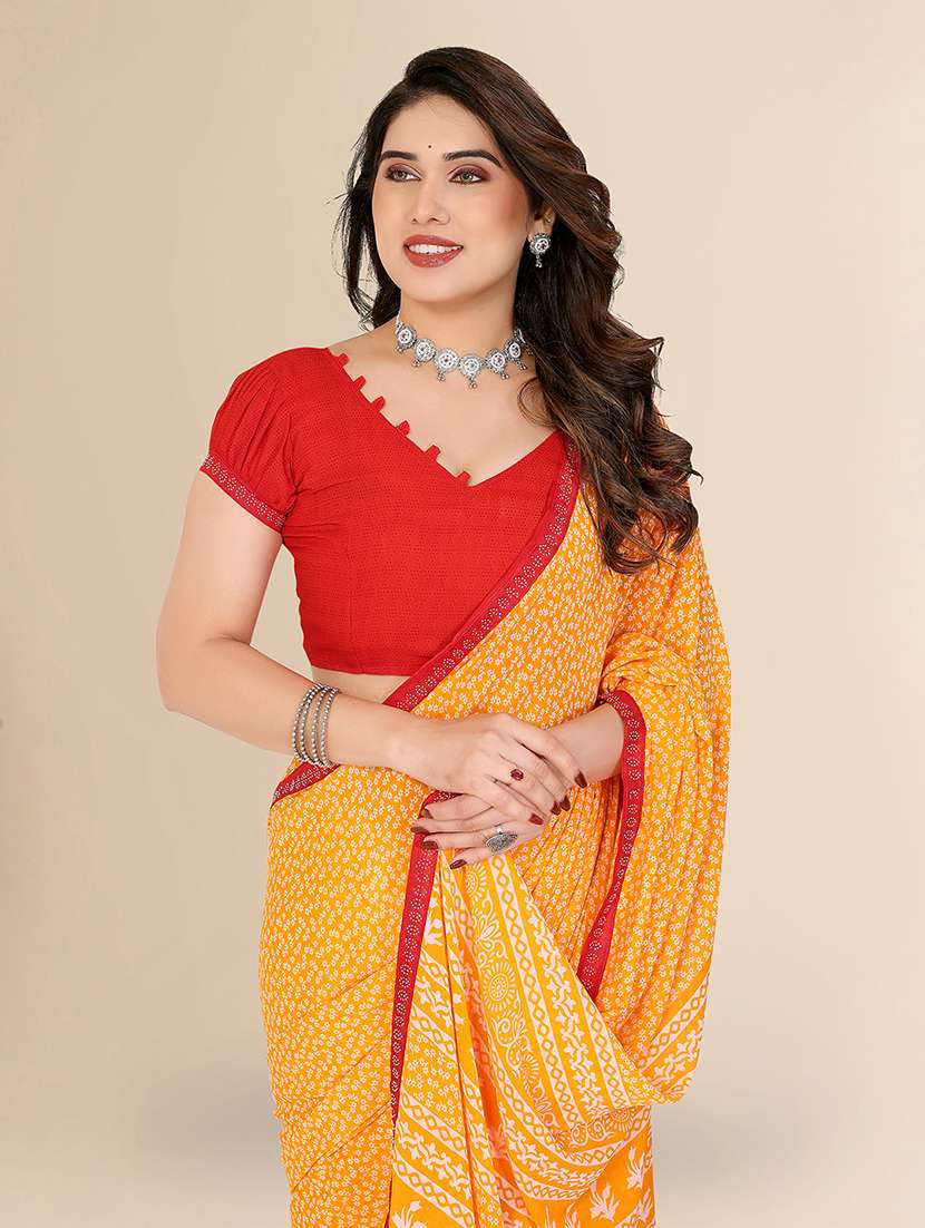 women printed casual wear saree with blouse - 22049603 - Standard Image - 4
