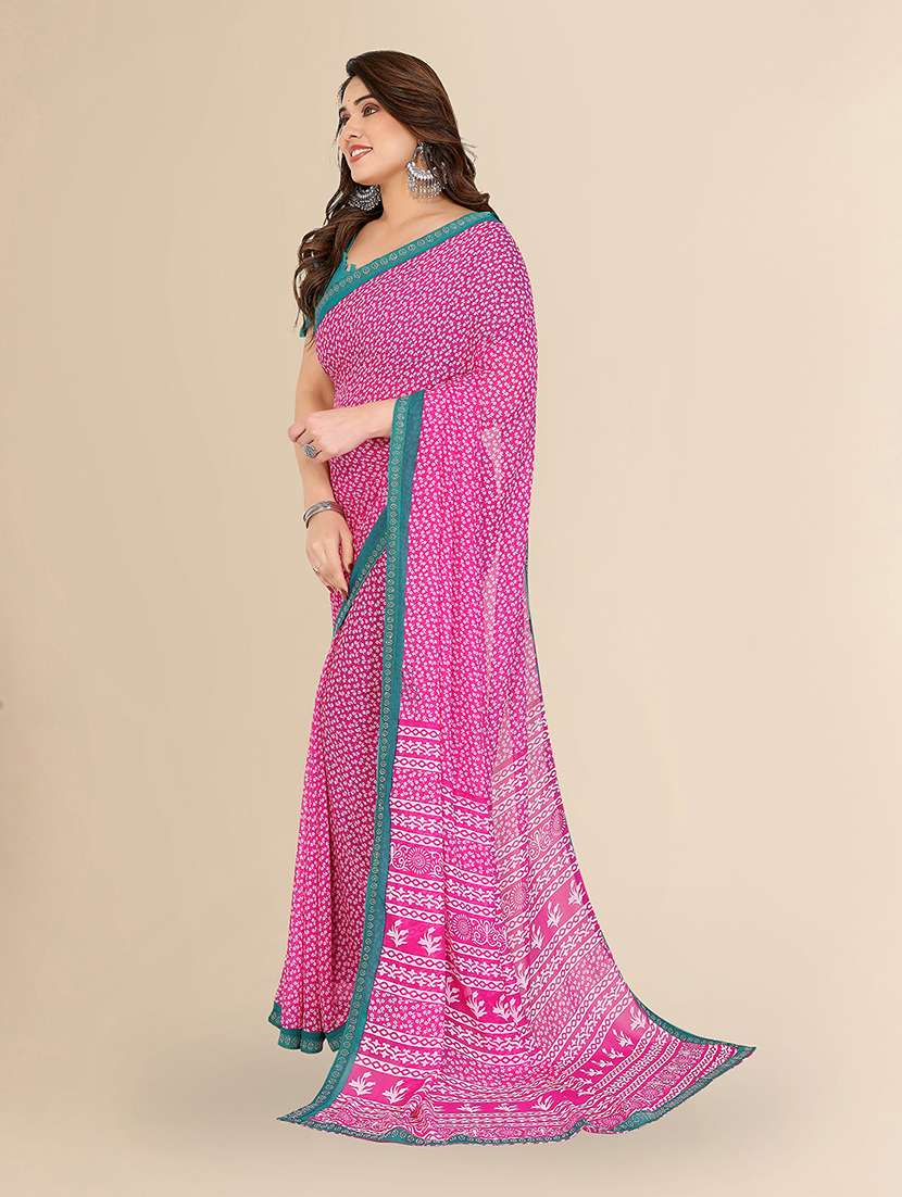 women printed casual wear saree with blouse - 22049606 -  Standard Image - 1