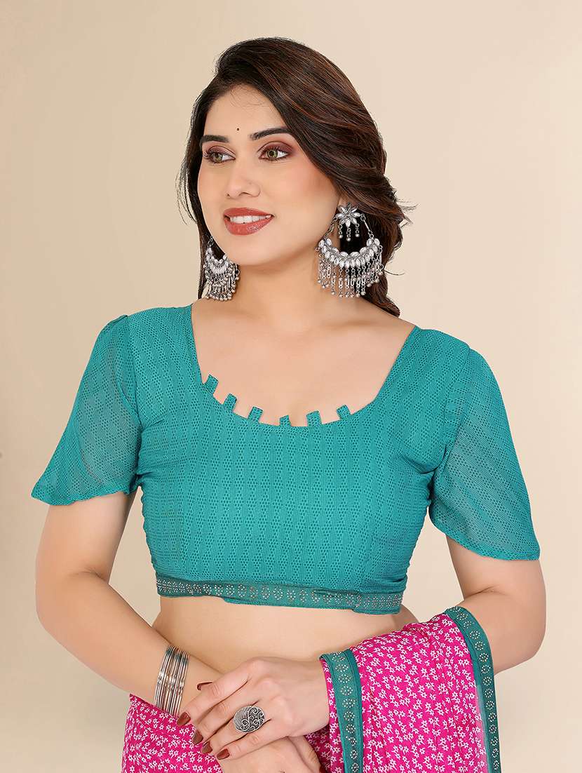 women printed casual wear saree with blouse - 22049606 - Standard Image - 4