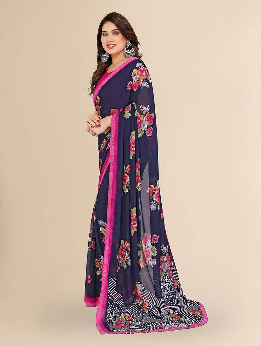 women printed casual wear saree with blouse - 22049607 -  Standard Image - 1