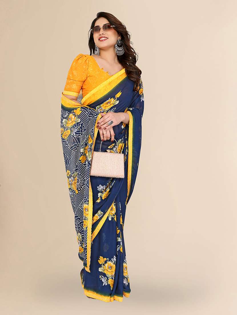 women printed casual wear saree with blouse - 22049610 -  Standard Image - 1