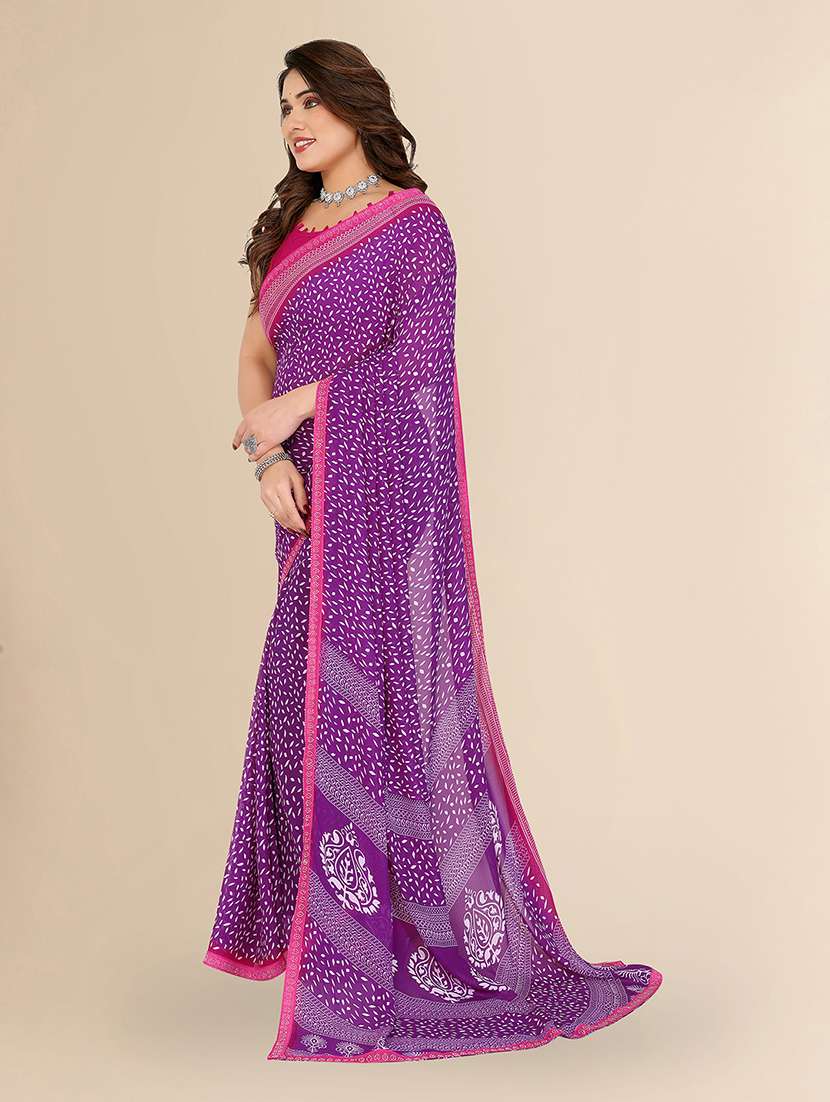 women printed casual wear saree with blouse - 22049614 -  Standard Image - 1
