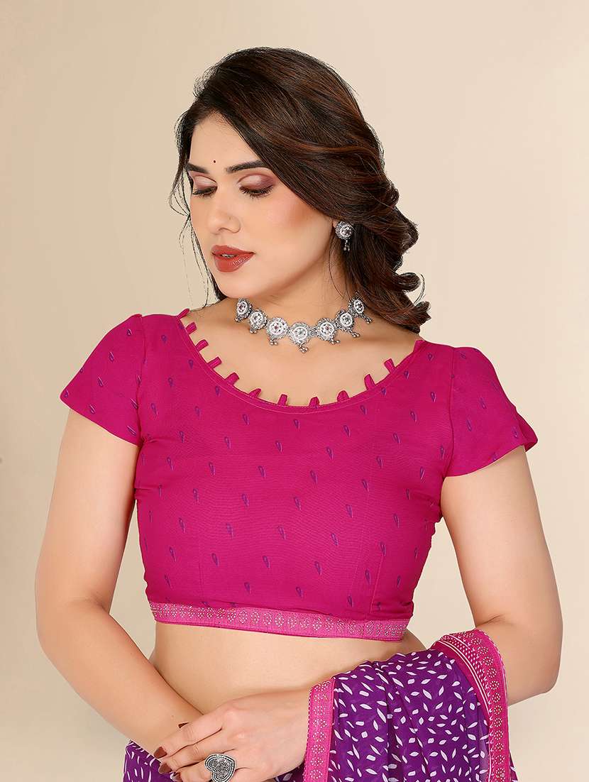 women printed casual wear saree with blouse - 22049614 -  Standard Image - 4