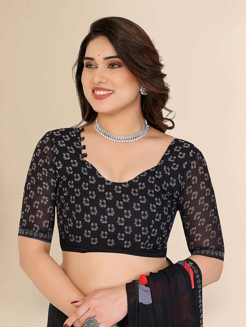 women printed casual wear saree with blouse - 22049618 -  Standard Image - 4