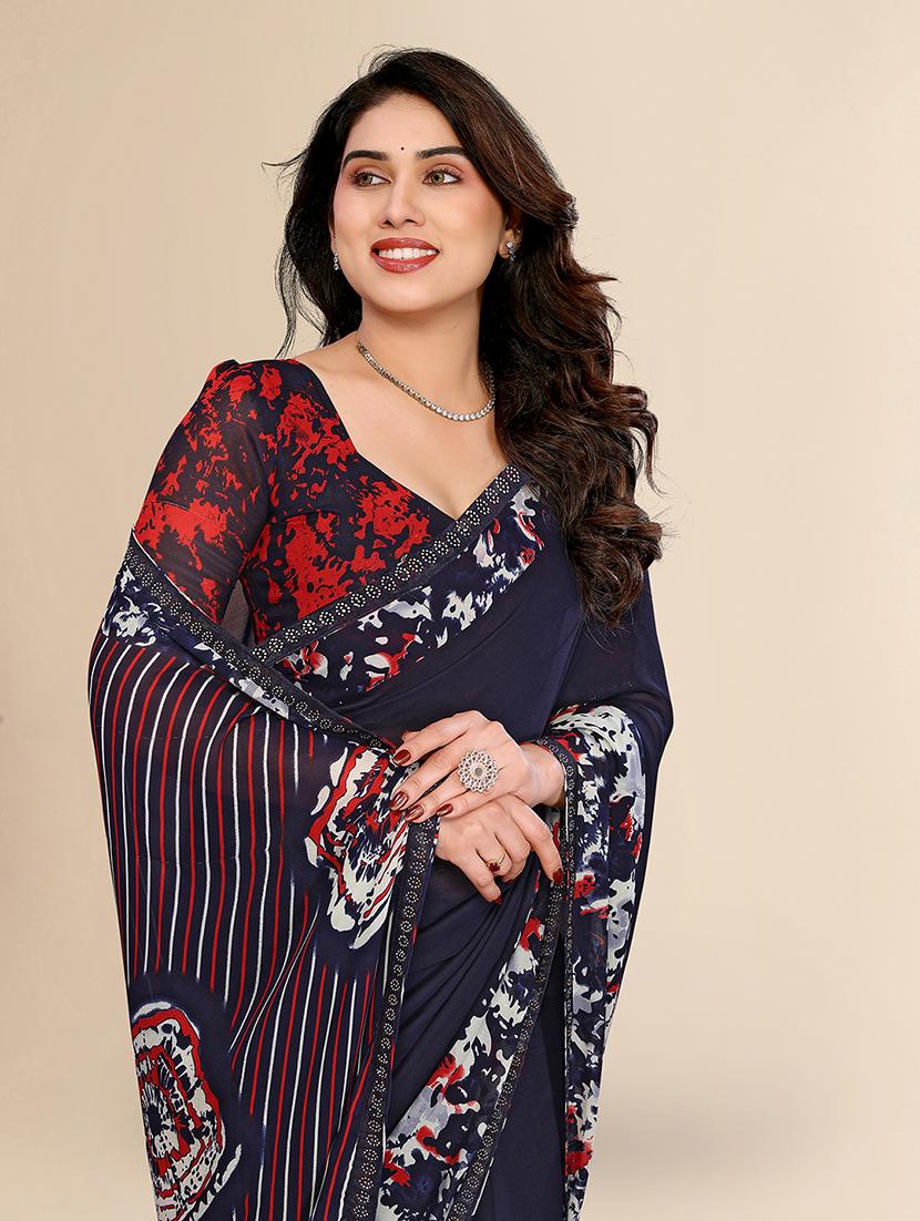 women printed casual wear saree with blouse - 22049623 - Standard Image - 4