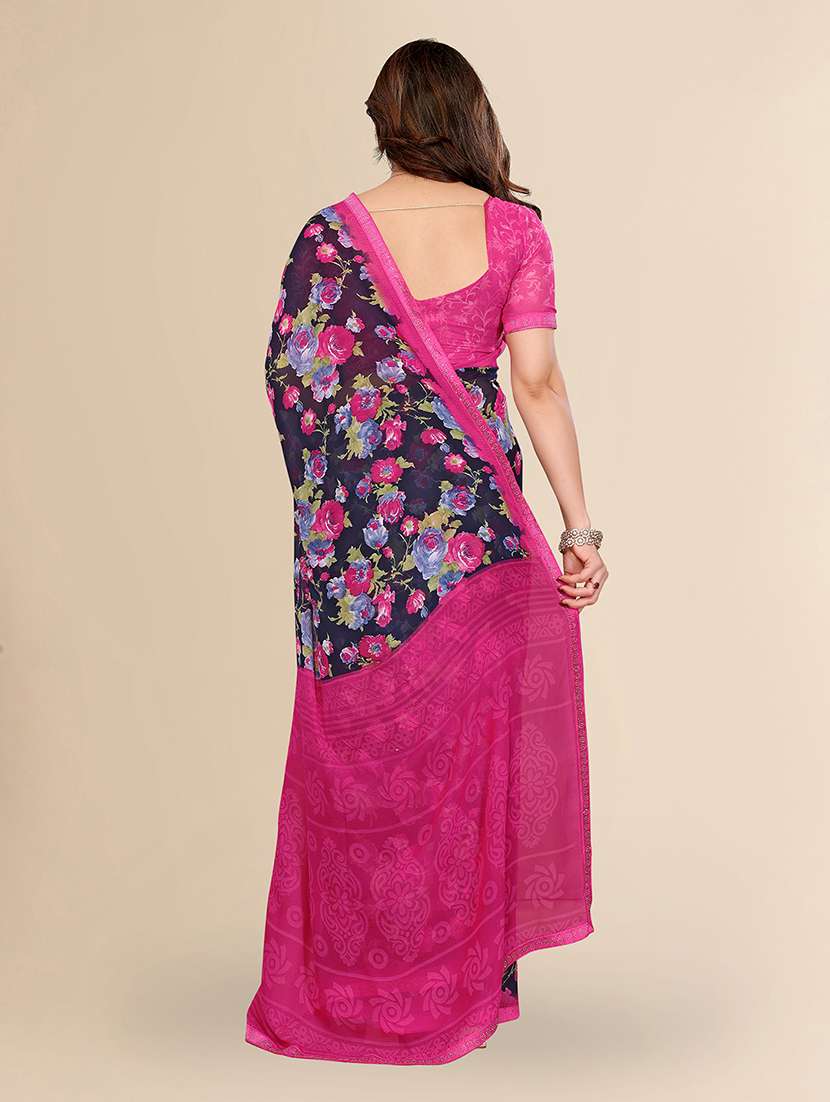women printed casual wear saree with blouse - 22049627 -  Standard Image - 4