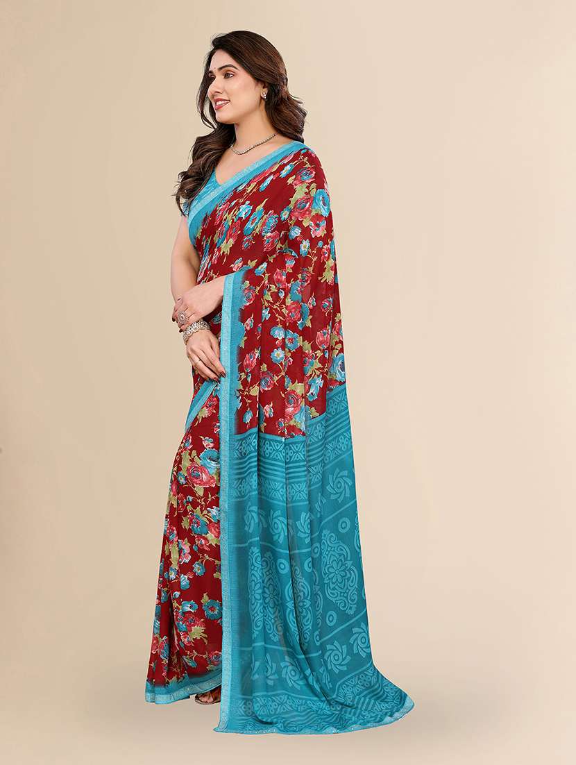 women printed casual wear saree with blouse - 22049628 -  Standard Image - 1