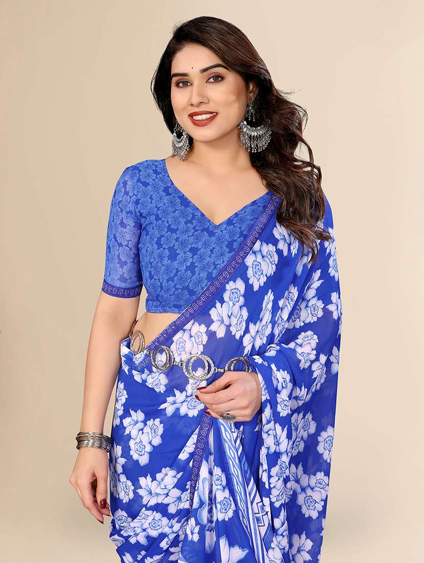 women printed casual wear saree with blouse - 22049631 - Standard Image - 1