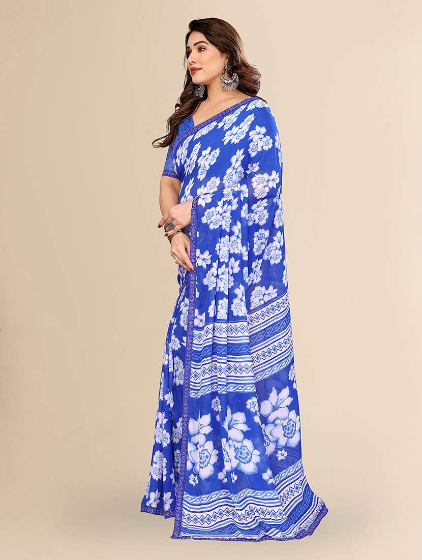 women printed casual wear saree with blouse - 22049631 - Standard Image - 4