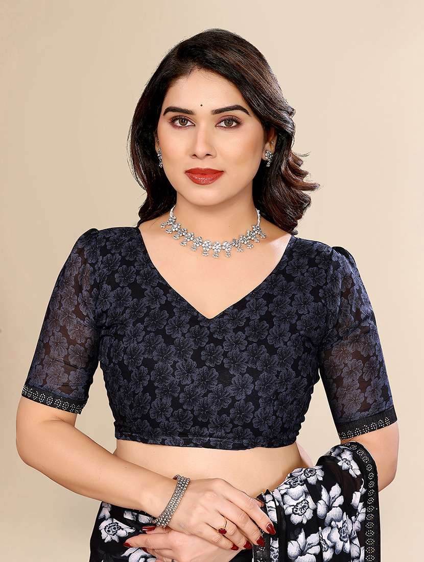 women printed casual wear saree with blouse - 22049636 - Standard Image - 4