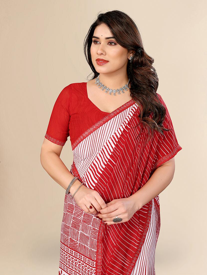 women printed casual wear saree with blouse - 22049639 - Standard Image - 4