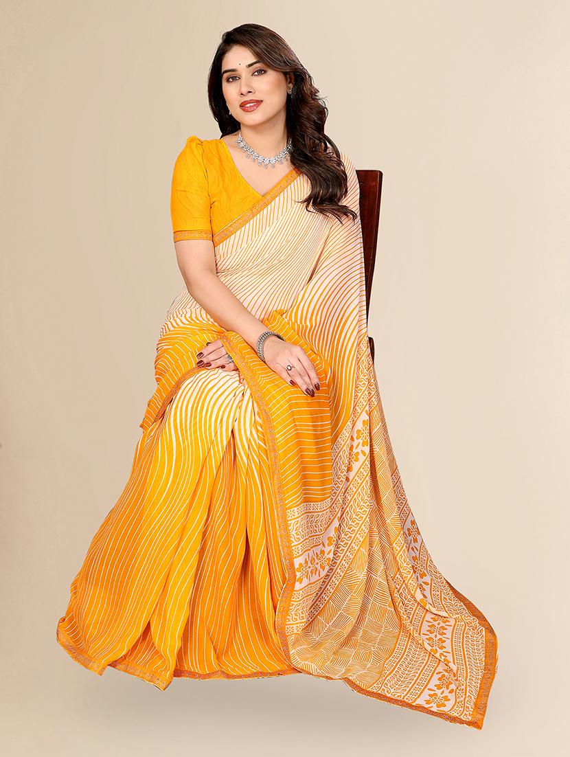 women printed casual wear saree with blouse - 22049640 - Standard Image - 4