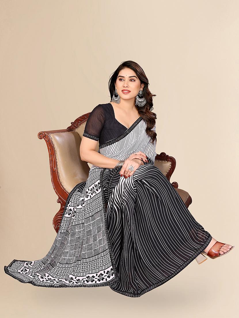 women printed casual wear saree with blouse - 22049642 -  Standard Image - 1