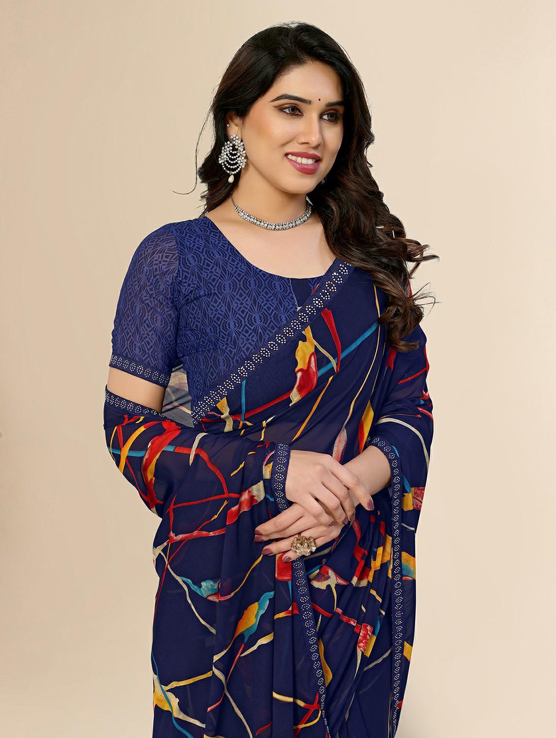 women printed casual wear saree with blouse - 22050015 - Standard Image - 4