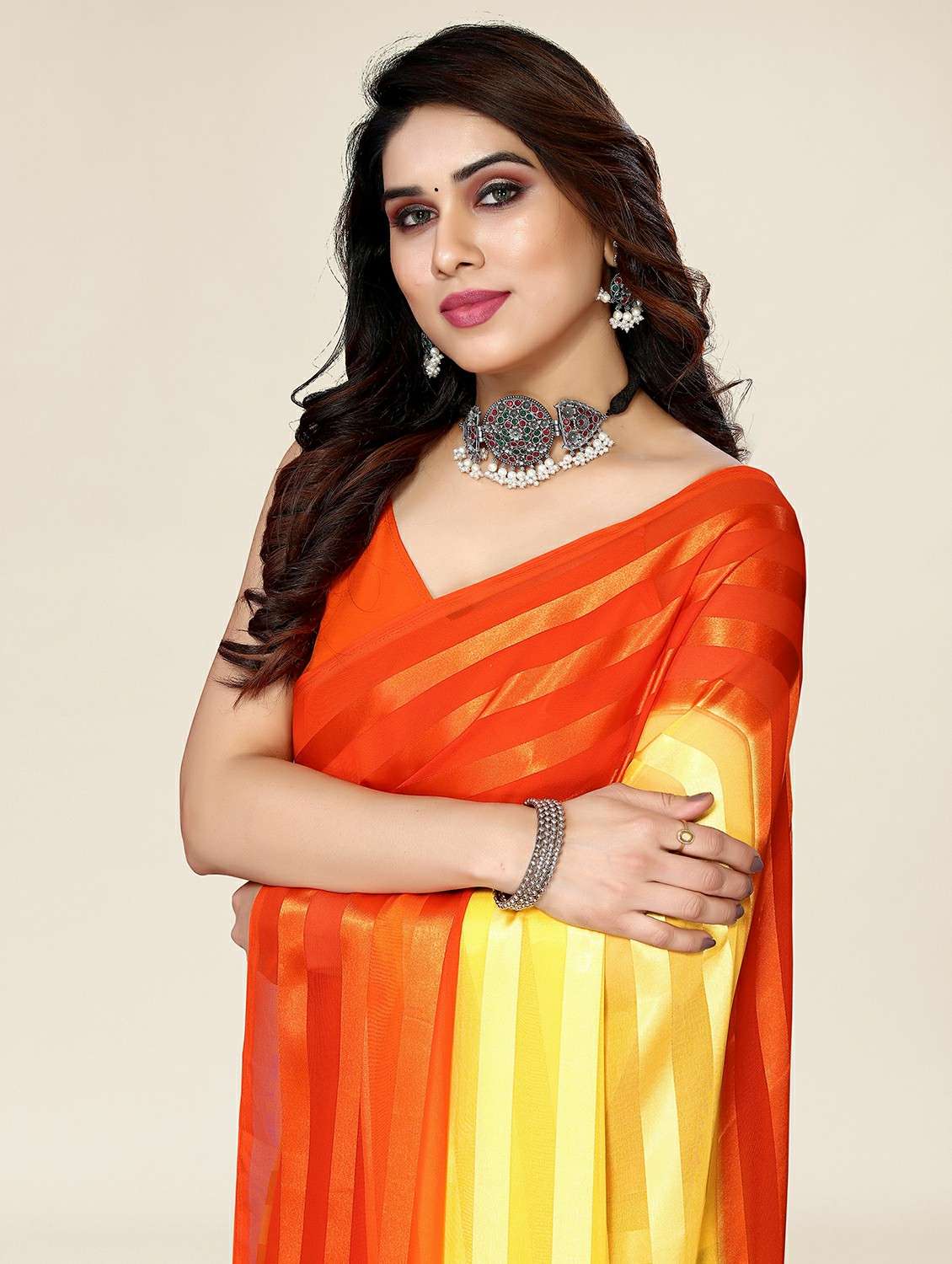 women ombre printed saree with blouse - 22050032 -  Standard Image - 4